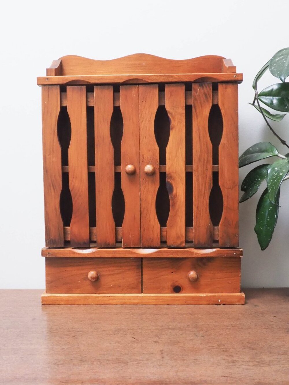 Vtg Rustic Spice Rack - Wood Spice Shelf Cabinet - Classic Wood Spice Shelf